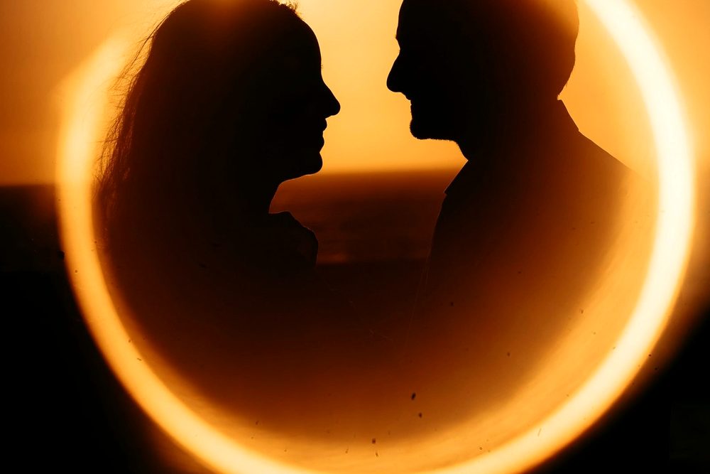 Hug at sunset